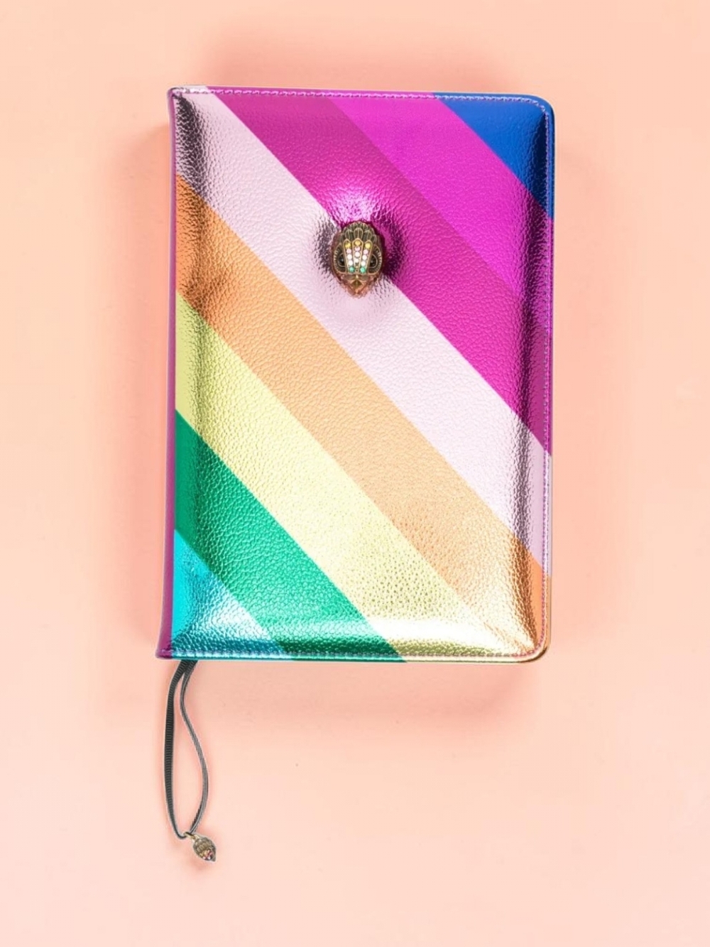 Kurt Geiger Multicolor Metallic Stripe Journal Notebook w/Eagle Head, NWT - Picture 2 of 4